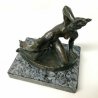 ANTICA SCULTURA BRONZO LIBERTY NUDO DONNA CANE DIANA STATUA FIRMATA EPOCA 1910
