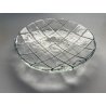 PIATTO DECORATIVO DESIGN F.lli TOSO MURANO VETRO DECORO RETICOLO ø 19cm '70/'80