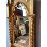 ANTICO SPECCHIO CORNICE a EDICOLA GOTICA LEGNO ORNATO INTAGLIATO FOGLIA ORO '800