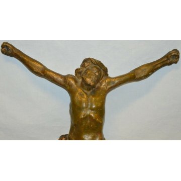 ANTICO Cristo Crocifisso LEGNO Oro Scultura 1600 statua religiosa JESUS Inri Old