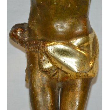 ANTICO Cristo Crocifisso LEGNO Oro Scultura 1600 statua religiosa JESUS Inri Old