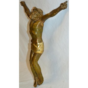 ANTICO Cristo Crocifisso LEGNO Oro Scultura 1600 statua religiosa JESUS Inri Old