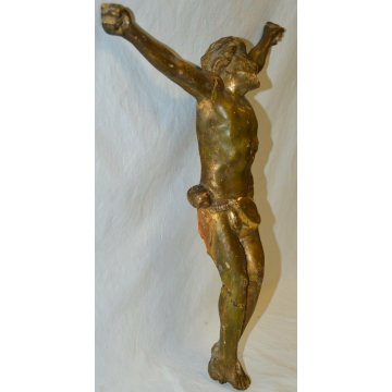 ANTICO Cristo Crocifisso LEGNO Oro Scultura 1600 statua religiosa JESUS Inri Old