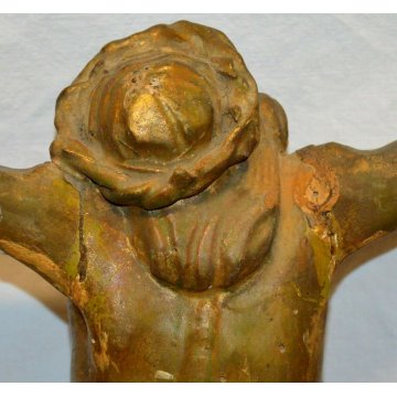 ANTICO Cristo Crocifisso LEGNO Oro Scultura 1600 statua religiosa JESUS Inri Old