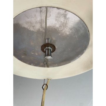 LAMPADARIO A SOSPENSIONE DESIGN ESPERIA 3 LUCI VETRO METALLO ANNI 70 LAMP GLAS