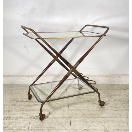 CARRELLO BAR DESIGN CESARE LACCA ANNI 70 VINTAGE ITALY BAR TROLLEY 2 RIPIANI OLD