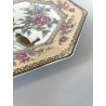 PIATTO VINTAGE OTTAGONALE CERAMICA ORNAMENTALE DECORO Anatre Peonie Tozan JAPAN