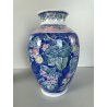 COPPIA VASO VINTAGE PORCELLANA BIANCA DECORO FLOREALE ORIENTALE BLUE & PINK '900