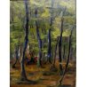 ANTICO QUADRO DIPINTO OLIO PAESAGGIO BOSCHIVO SOTTOBOSCO ESPRESSIONISMO  '900
