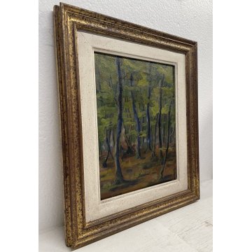 ANTICO QUADRO DIPINTO OLIO PAESAGGIO BOSCHIVO SOTTOBOSCO ESPRESSIONISMO  '900