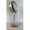 SPECCHIO INGRANDITORE VINTAGE con LUCE da TAVOLO TRUCCO MAKE UP OTTONE '50/'60