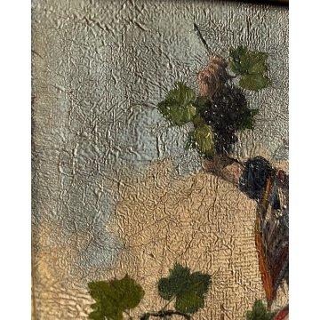 PICCOLO QUADRO DIPINTO OLIO Angelo Inganni GENERE CONTADINA ALLA VENDEMMIA 1860