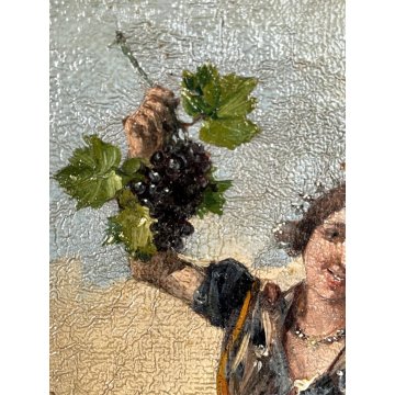 PICCOLO QUADRO DIPINTO OLIO Angelo Inganni GENERE CONTADINA ALLA VENDEMMIA 1860