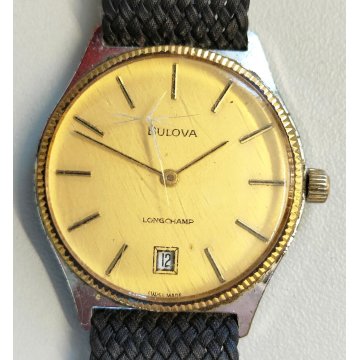 OROLOGIO POLSO Bulova Longchamp ANNI 70 meccanico DATA Old Wrist Watch VINTAGE