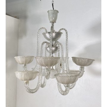 LAMPADARIO ERCOLE BAROVIER TOSO ANNI 40 VETRO MURANO ROSTRATO ITALY HANGING LAMP