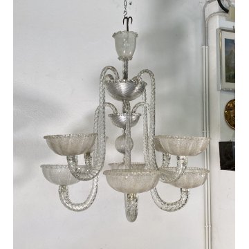 LAMPADARIO ERCOLE BAROVIER TOSO ANNI 40 VETRO MURANO ROSTRATO ITALY HANGING LAMP