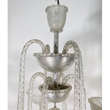 LAMPADARIO ERCOLE BAROVIER TOSO ANNI 40 VETRO MURANO ROSTRATO ITALY HANGING LAMP