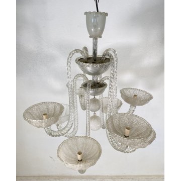 LAMPADARIO ERCOLE BAROVIER TOSO ANNI 40 VETRO MURANO ROSTRATO ITALY HANGING LAMP