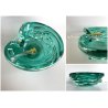 BOWL SVOTATASCHE VETRO Murano SOMMERSO VERDE SMERALDO TRASPARENTE VINTAGE ø 24cm