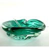 BOWL SVOTATASCHE VETRO Murano SOMMERSO VERDE SMERALDO TRASPARENTE VINTAGE ø 24cm