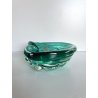 BOWL SVOTATASCHE VETRO Murano SOMMERSO VERDE SMERALDO TRASPARENTE VINTAGE ø 24cm