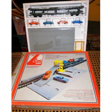 TRENO LIMA VAGONE HO CARRO MERCI DIORAMA TRENINO MERCEDES SCARICA AUTO 0940 AUTO