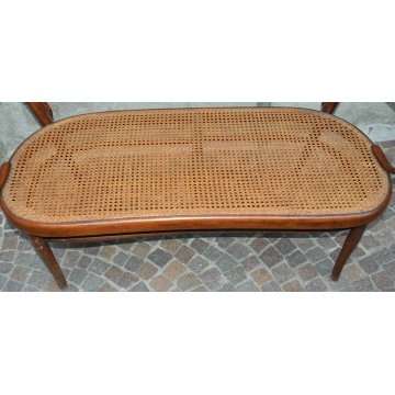 ANTICO DIVANO THONET FAGGIO PAGLIA di VIENNA EPOCA 1900 PANCA POLTRONA SEDIA OLD