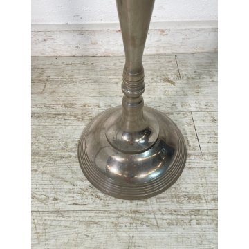 GRANDE COPPIA CANDELABRO H 150 cm CANDELIERE PORTACANDELE METALLO ARGENTATO