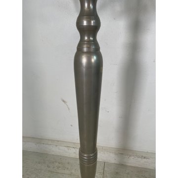 GRANDE COPPIA CANDELABRO H 150 cm CANDELIERE PORTACANDELE METALLO ARGENTATO