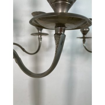 GRANDE COPPIA CANDELABRO H 150 cm CANDELIERE PORTACANDELE METALLO ARGENTATO