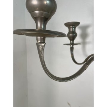 GRANDE COPPIA CANDELABRO H 150 cm CANDELIERE PORTACANDELE METALLO ARGENTATO