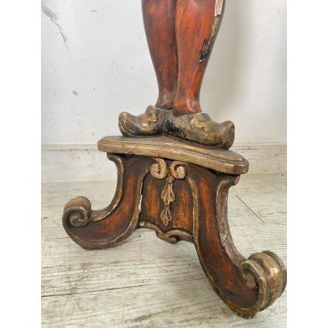 ANTICA COPPIA MORO LEGNO SCULTURA SCOLPITO LAMPADA TERRA 5 LUCI H 186 cm EPOCA