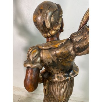 ANTICA COPPIA MORO LEGNO SCULTURA SCOLPITO LAMPADA TERRA 5 LUCI H 186 cm EPOCA