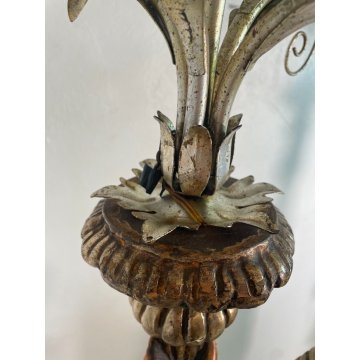 ANTICA COPPIA MORO LEGNO SCULTURA SCOLPITO LAMPADA TERRA 5 LUCI H 186 cm EPOCA