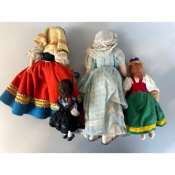 LOTTO 4 ANTICA BAMBOLA SOUVENIR COSTUME REGIONALE FOLK DOLL Poupé PANNO LENCI