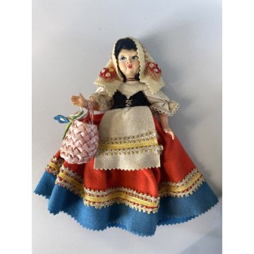 LOTTO 4 ANTICA BAMBOLA SOUVENIR COSTUME REGIONALE FOLK DOLL Poupé PANNO LENCI