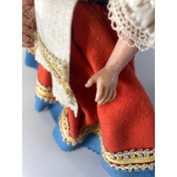 LOTTO 4 ANTICA BAMBOLA SOUVENIR COSTUME REGIONALE FOLK DOLL Poupé PANNO LENCI