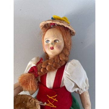 LOTTO 4 ANTICA BAMBOLA SOUVENIR COSTUME REGIONALE FOLK DOLL Poupé PANNO LENCI