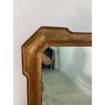 ANTICA CORNICE VASSOIO SPECCHIO PARETE LEGNO MIRROR FOGLIA ORO RETTANGOLARE