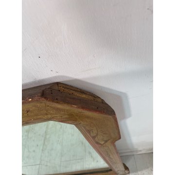 ANTICA CORNICE VASSOIO SPECCHIO PARETE LEGNO MIRROR FOGLIA ORO RETTANGOLARE