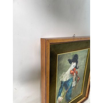 QUADRO DIPINTO OLIO TAVOLA Edmondo Poletti RITRATTO MASCHERA MUSICISTA VIOLINO