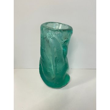 RARO VASO VETRO MURANO CORROSO CARLO SCARPA VENINI POLI SEGUSO ACIDATO GLASS OLD