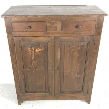 ANTICA PICCOLA CREDENZA DUE ANTE DUE CASSETTI LEGNO MASSELLO NOCE OLD 1800 EPOCA