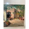 QUADRO DIPINTO OLIO TAVOLA Ciro Canzanella VEDUTA SCORCIO ANTICA PIAZZA FIORI