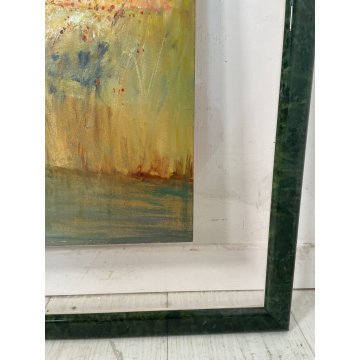 QUADRO DIPINTO OLIO TAVOLA Ciro Canzanella PAESAGGIO CAMPI FIORI PAESE LAGHETTO