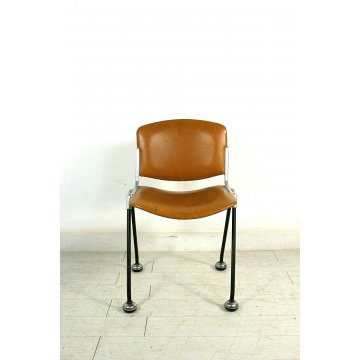 SEDIA da UFFICIO DESIGN GianCarlo Piretti CASTELLI ECO PELLE CUOIO VINTAGE '60