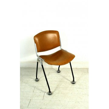 SEDIA da UFFICIO DESIGN GianCarlo Piretti CASTELLI ECO PELLE CUOIO VINTAGE '60