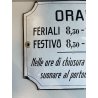 ANTICA TARGA FARMACIA ORARIO RICETTE FERRO BOMBATA SMALTATA BIANCA EPOCA '900