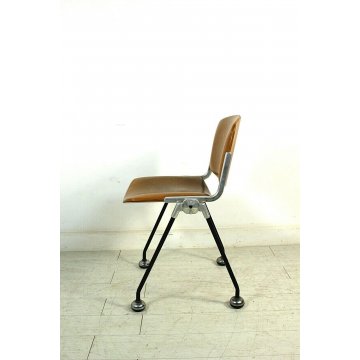SEDIA da UFFICIO DESIGN GianCarlo Piretti CASTELLI ECO PELLE CUOIO VINTAGE '60