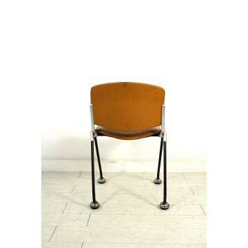 SEDIA da UFFICIO DESIGN GianCarlo Piretti CASTELLI ECO PELLE CUOIO VINTAGE '60